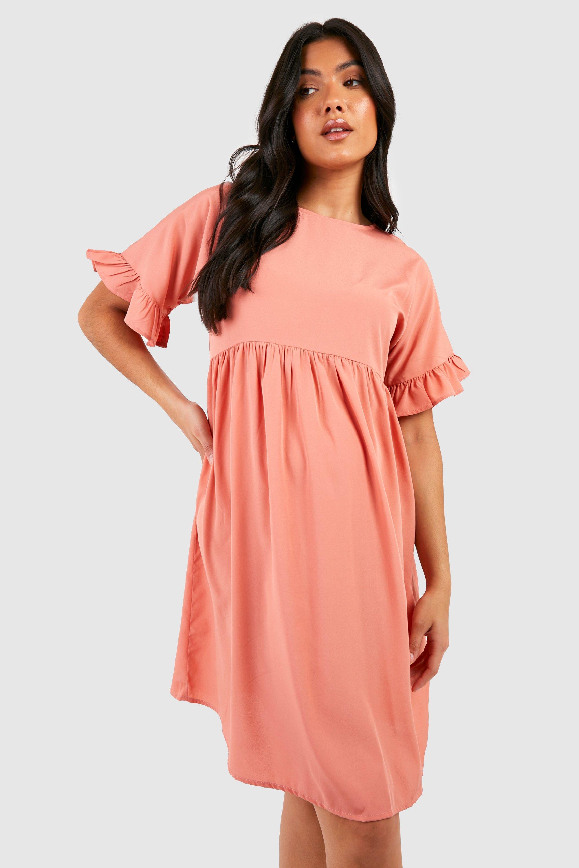 Peach dress boohoo best sale